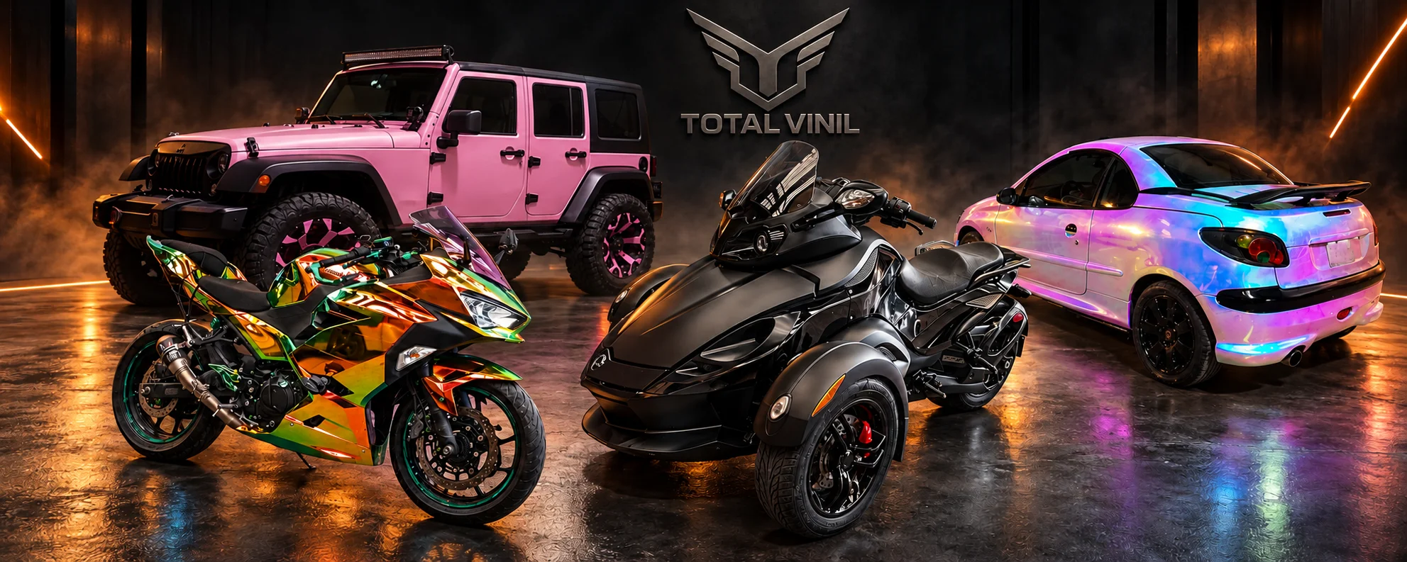 Jeep forrado en vinil rosa